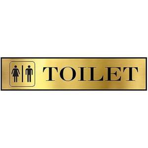 Sign Restroom Toilet Washroom ABS Plastic Self Adhesive Signboard Signage for Office, Hospitals, Colleges, Supermarket | Engraved Acrylic Sheet (12 X 3 Inches) (Unisex Toilet) (Gold)