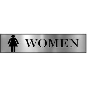 Women's sign Board For Restroom Toilet Washroom With Silver Acrylic | Signage for Office, Hospitals, Colleges, and Supermarket | Engraved Silver Acrylic Sheet 12 X 3 Inches