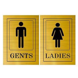 Acrylic Sign Board Display For Restroom, Toilet, Washroom | Colour - Black and Gold (6 x 4 Inches, Unisex) | (Set of Ladies and Gents)