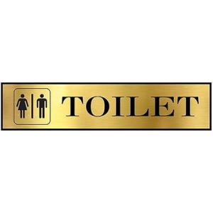 Gugan's Sign Restroom Toilet Washroom Self Adhesive Signboard Signage for Office, Hospitals, Colleges, Supermarket | Engraved In Acrylic Sheet (12 X 3 Inches) (Unisex toilet, Gold)