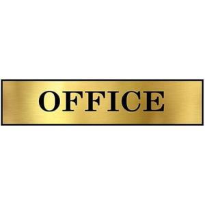 OFFICE Signboard For Office, Hotel, Mall, School, College, Hospital, Restaurant | Color- Gold and Black (12x3 Inches) | ABS Plastic Self Adhesive Signboard Signage | Engraved Acrylic Sheet