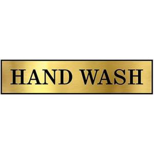 Hand Wash Toilet Washroom Self Adhesive Signboard Signage for Office, Hospitals, Colleges, Supermarket | Engraved In Acrylic Sheet (12 X 3 Inches) (Hand wash, Gold)