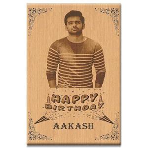 Gifts Personalized Engraved Rectangular Wooden Photo Frame Happy Birthday Gift for Boyfriend | Husband | Brother (8 x 12 Inches)