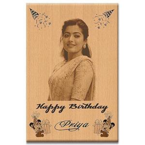 Personalized Engraved Rectangular Wooden Photo Frame | Happy Birthday Gifts for Girlfriend | Wife| Sister| Friend (5 x 7 Inches)